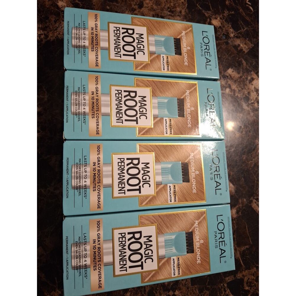 (4)L'Oreal Magic Root Rescue10 Minute Root Color 8 Matches Medium Blonde(SKU762)